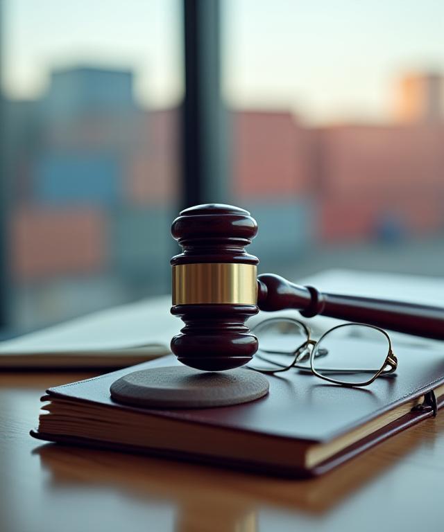Legal documents and gavel representing logistics compliance